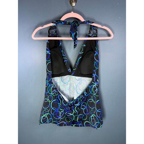 Y2K Halter Top Tankini Women's Size 18 Circle Pattern Princess Diaries Vacation - Picture 2 of 8